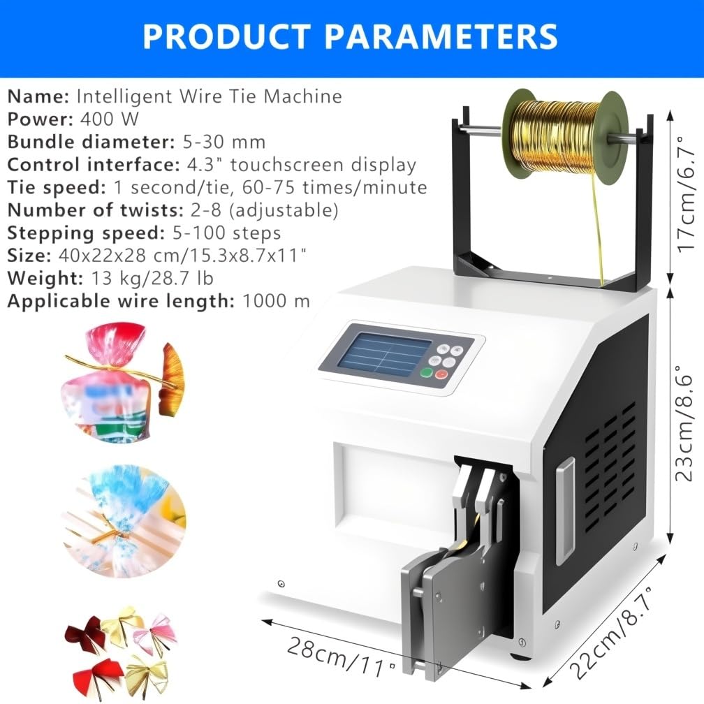 Machine à nouer automatique à torsion, machine à sceller les fils réglables avec affichage numérique, idéale pour l'emballage alimentaire, la boulangerie, les collations et les sacs d'artisanat