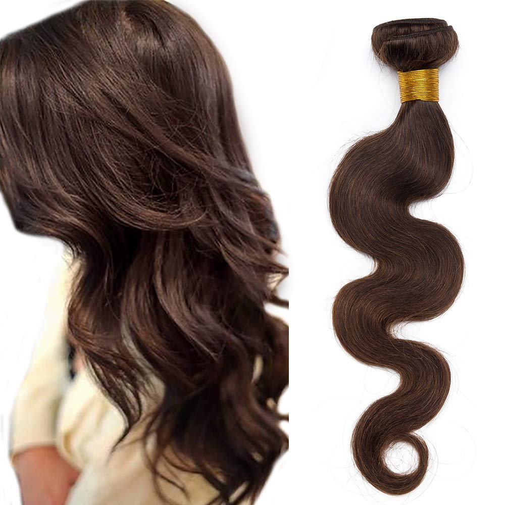 12"(30cm) SEGO Extensiones de Cortina Pelo Natutal Humano [Brazilain Human Hair Bundles] #2 Castaño Oscuro 100% Remy Cabello Brasileño sin Clip Rizado Ondulado Body Wave (1 Paquete,100g)