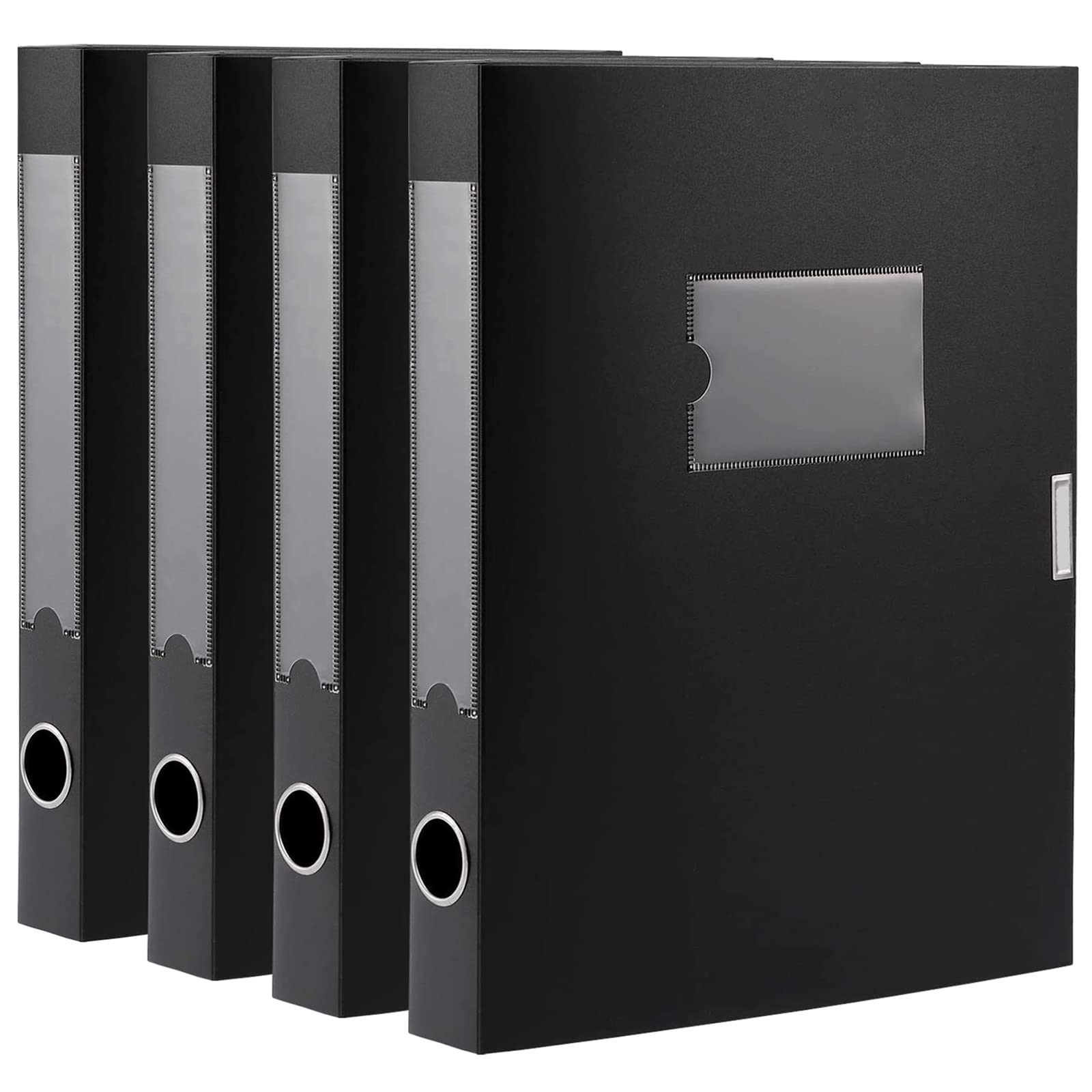 Buy Foldable A4 Document Box, Pack of 4 Plastic Archive Cases with Lid, 31×24x4 cm, File Folder