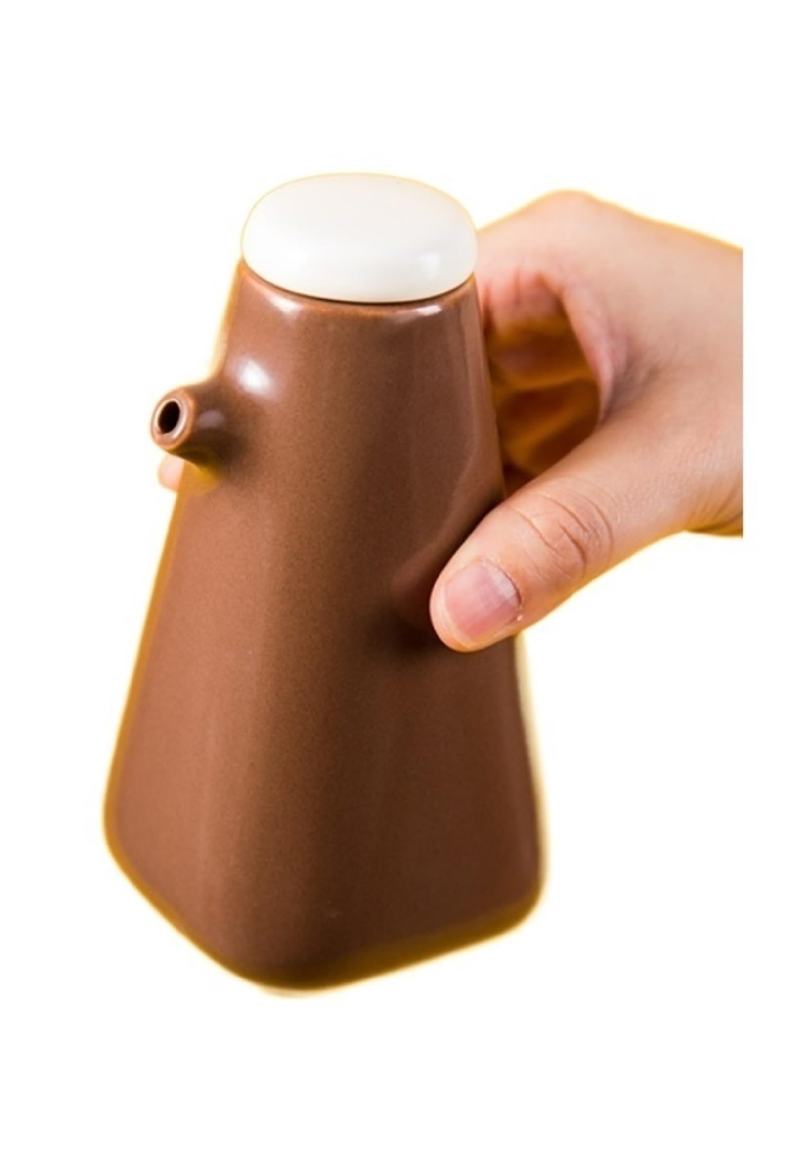 Dosatore Olio e Aceto Dispenser for Olio e aceto, Bottiglie di Ceramica for aceto di Olio, vasetto for Bottiglie di Salsa di soia, condimento for salsiere di aceto Cucinando(Brown)