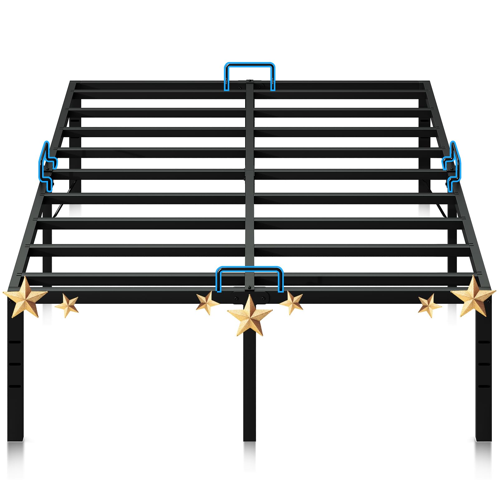 KKL 18 Inch Queen Bed Frame, Heavy Duty Steel Platform with Mattress Retainer Bar, Bed Frame with Storage Space Beneath Bed, No Box Spring Needed, Easy Assembly, Noise Free, Black