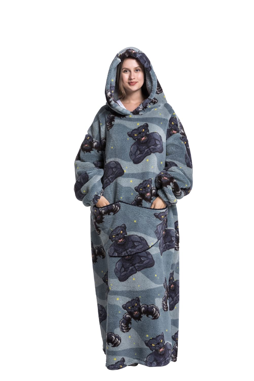 Lengthen Hoodie Blanket,Oversized Ultra Soft Warm Wearable Hooded Blanket Sweatshirt,One Size Fits All Adults Men Women - Image 3