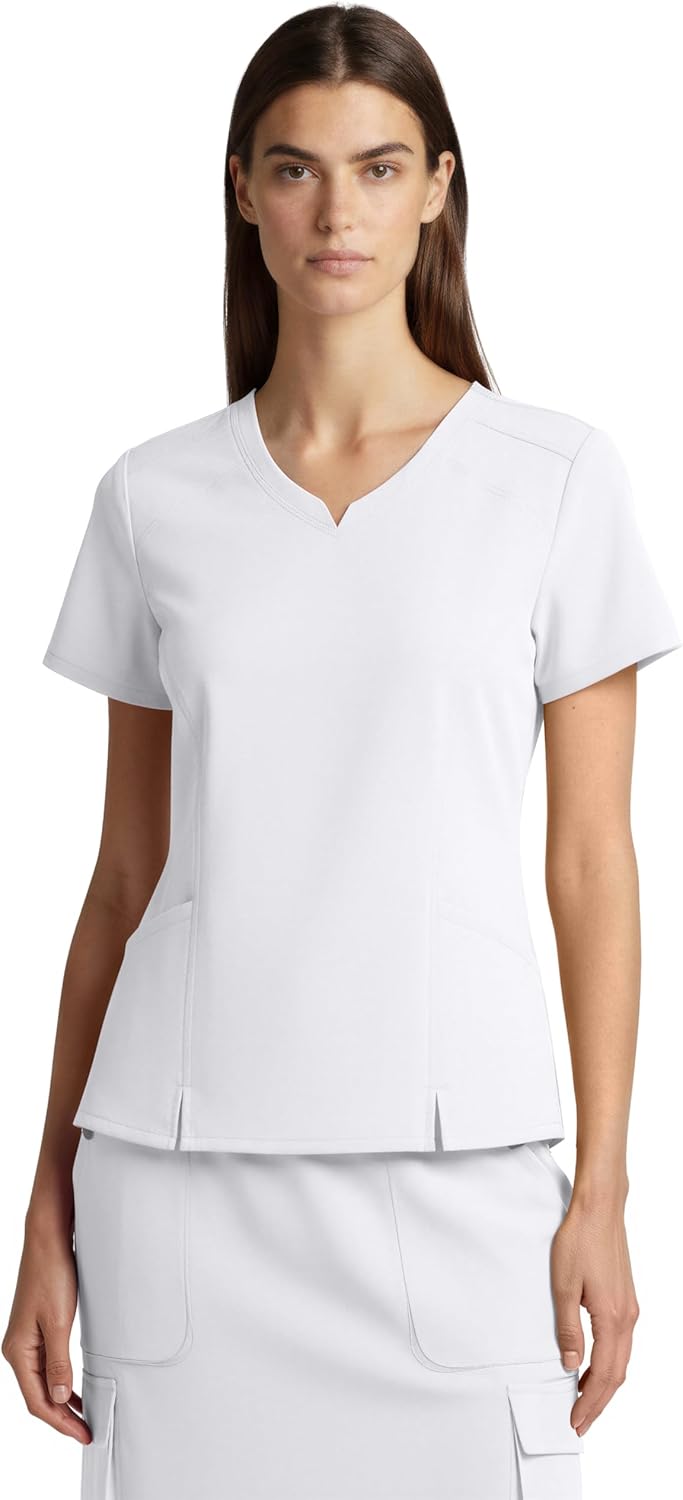 MediChic Women’s Premium Medical Uniform Skirt Set V-Neck Scrub Top & 34" Length Scrub Skirt