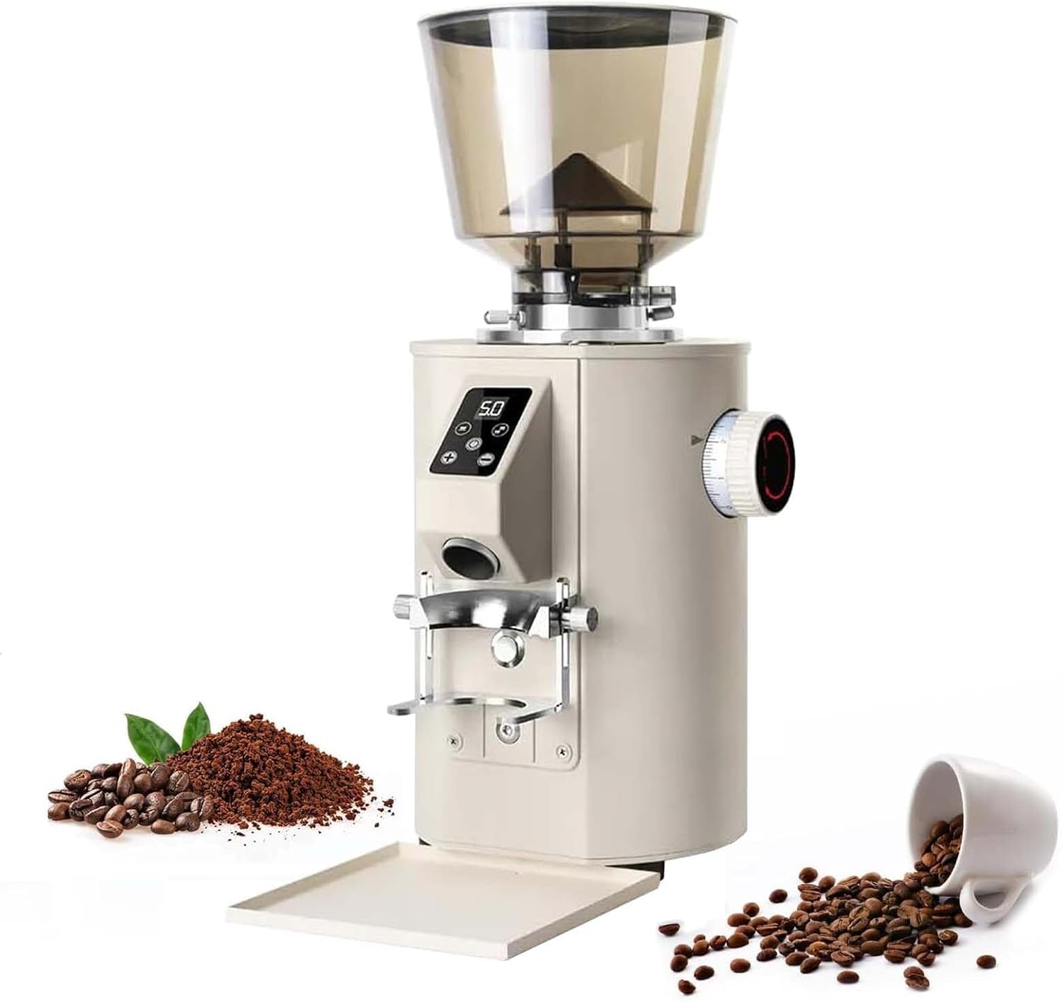 Professional Espresso Grinder - 2800 RPM LCD Touch Sceeen Electric Coffee Grinding Machine, 64MM Coffee Mill Bean Grinder - 9 Precise Grind Settings, 35 Ounce Bean Hopper,Beige
