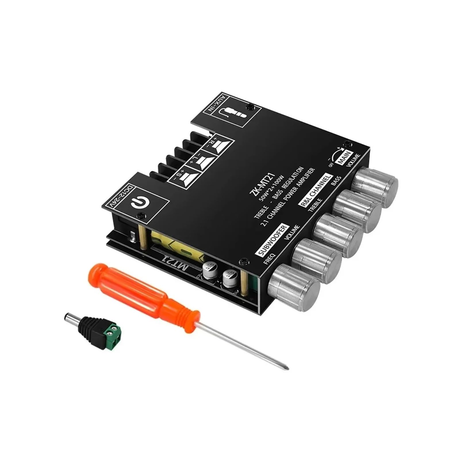 Digital Power Amplifier Board 2.1 Channel Subwoofer AUX 12V 24V Stereo Bluetooth 5.0 Bass Amplifier