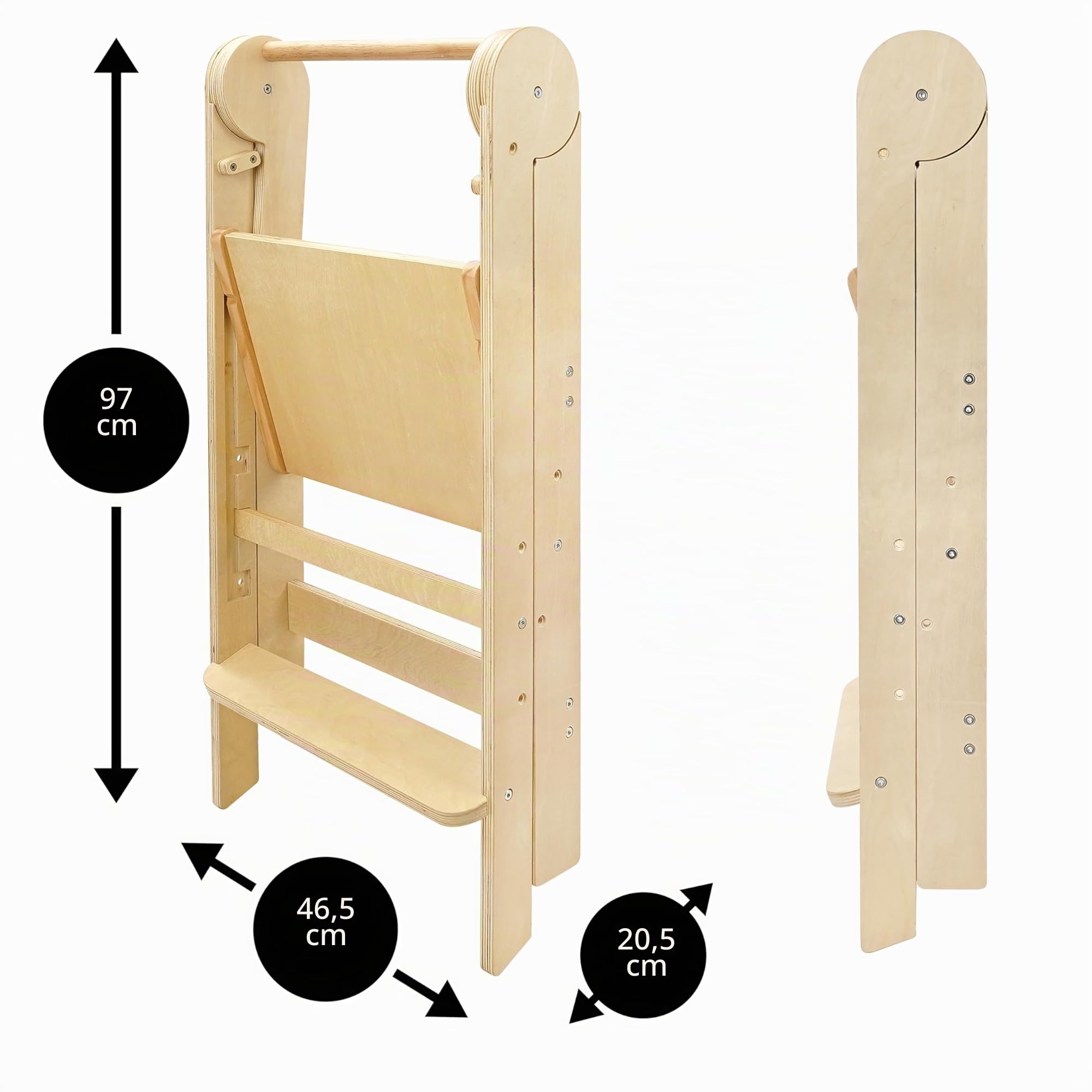 509 Lofty Tour d'apprentissage pliable, aide de cuisine pour enfants, Montessori, marchepied pliable, pratique pour le rangement, planche debout réglable en 3 hauteurs