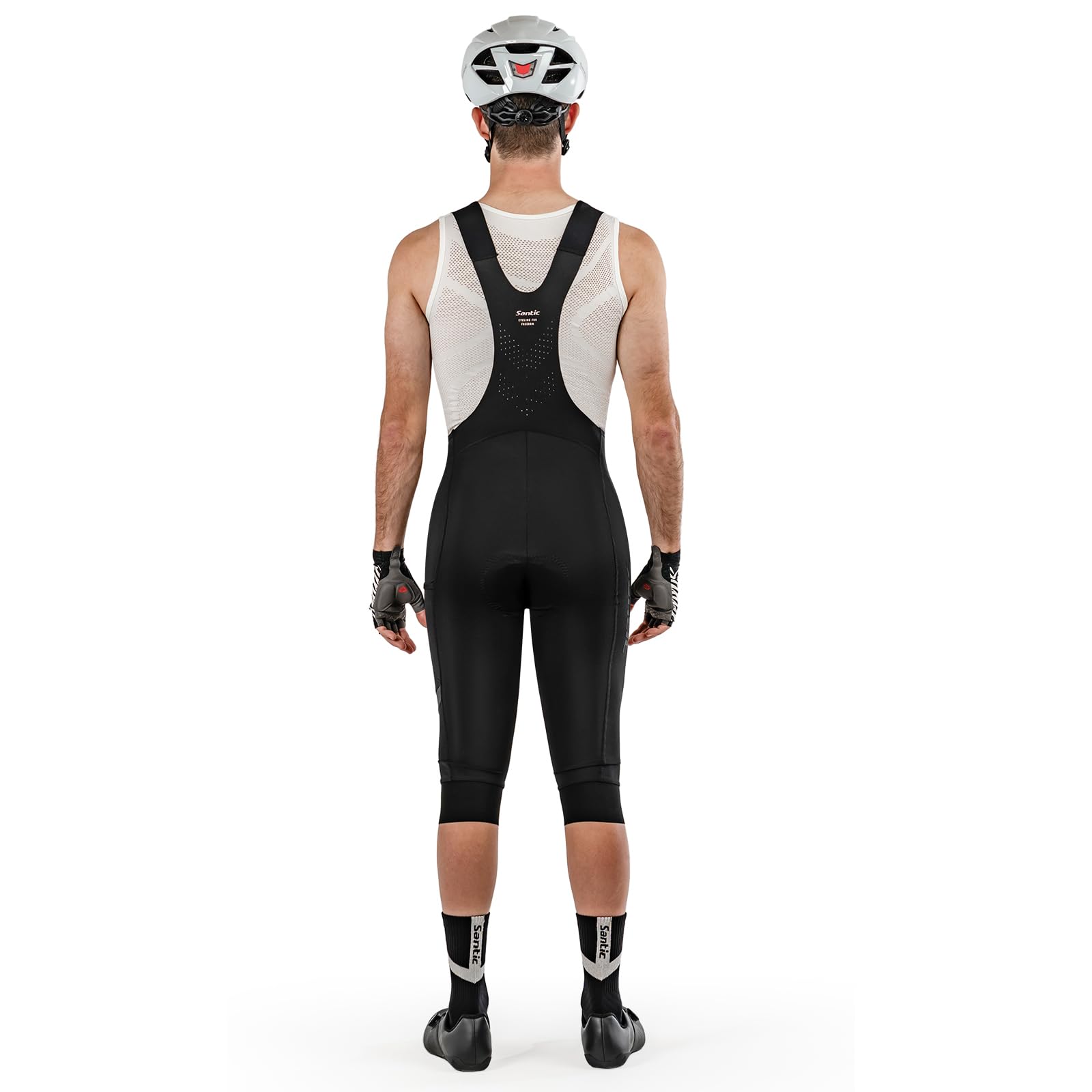 Santic Pantalones de ciclismo para hombre 3/4 de alta elasticidad Bib Shorts