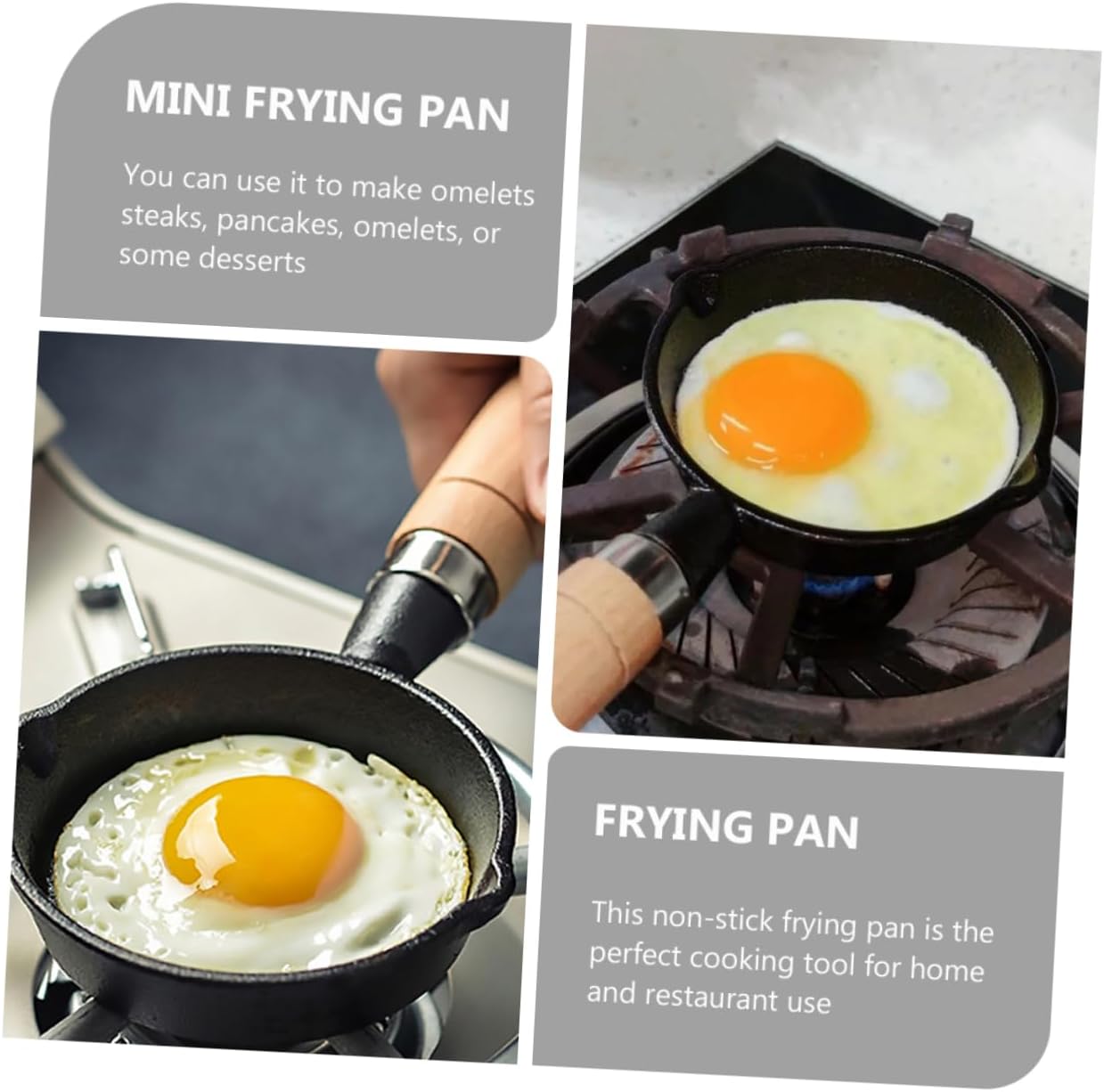 ULTECHNOVO Mini Non Stick Cast Iron Omelette Pan for Eggs and Pancakes Heat Resistant Small Frying Skillet for Healthy Cooking Kitchen Cooking Pan for Gas and Electric Stovetops