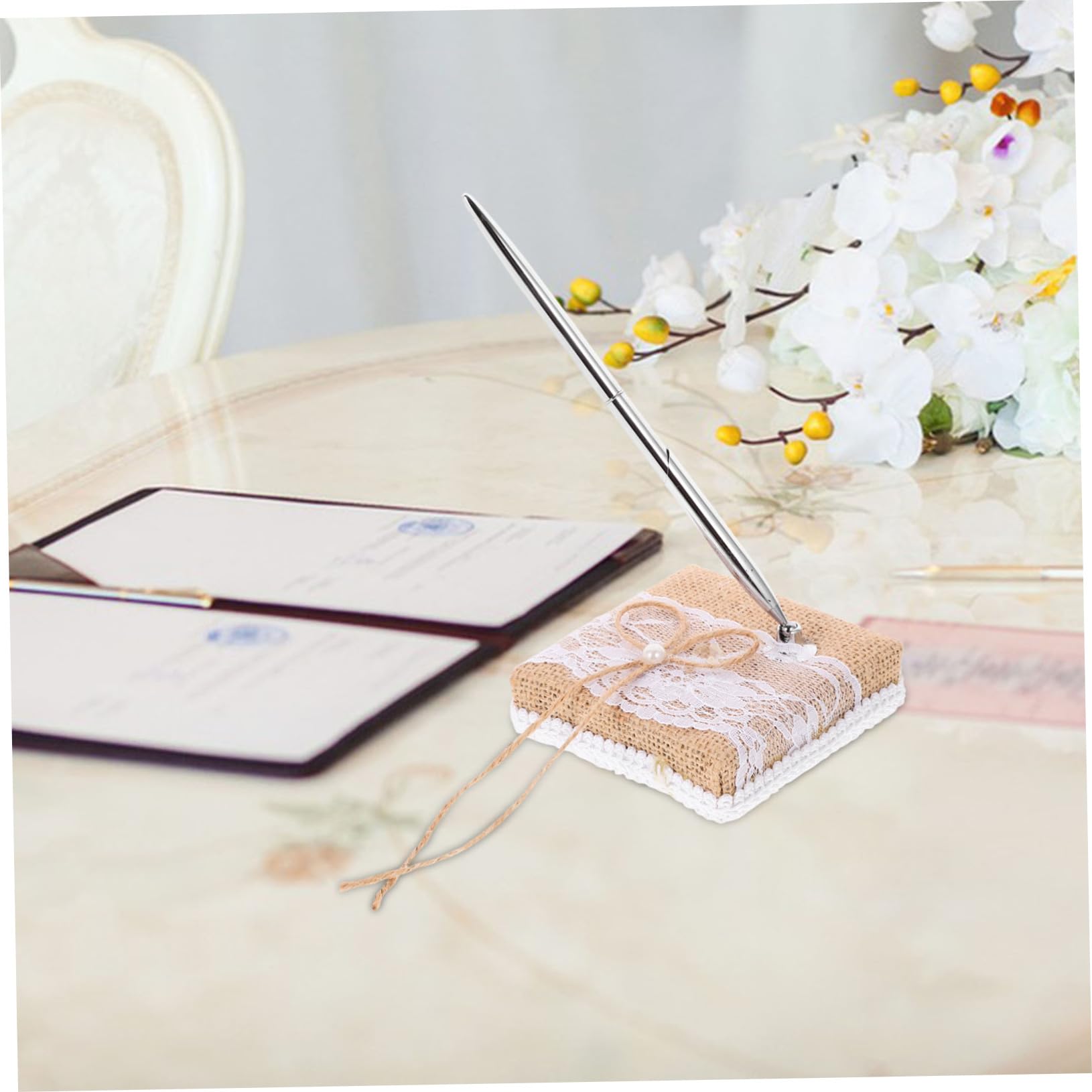 Operitacx 5 Stück Hochzeitsstift mit Halter Eleganter Signing Pen für Gästebuch Party und Valentinstagsgeschenk aus Langlebigem für Hochzeiten und Feierliche Anlässe