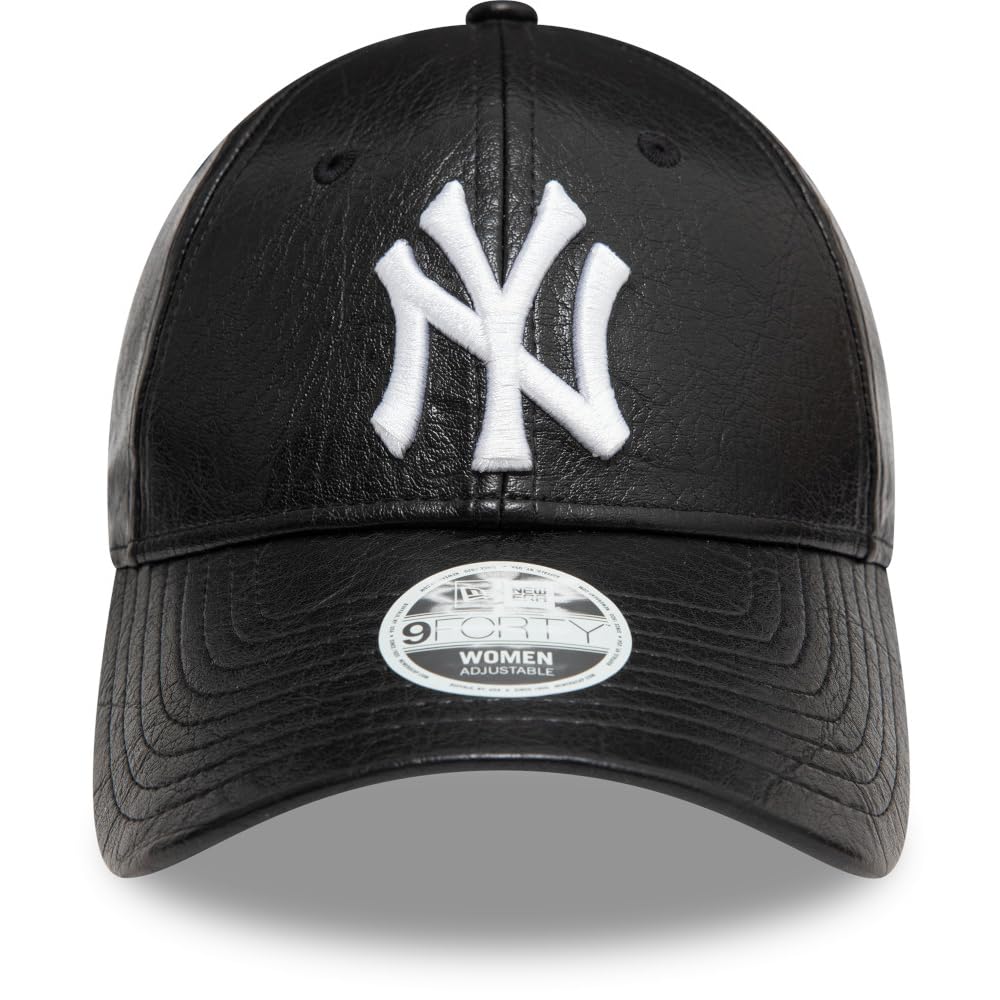 New Era 9Forty NY Yankees - Cappellino da donna, in ecopelle, colore: Nero