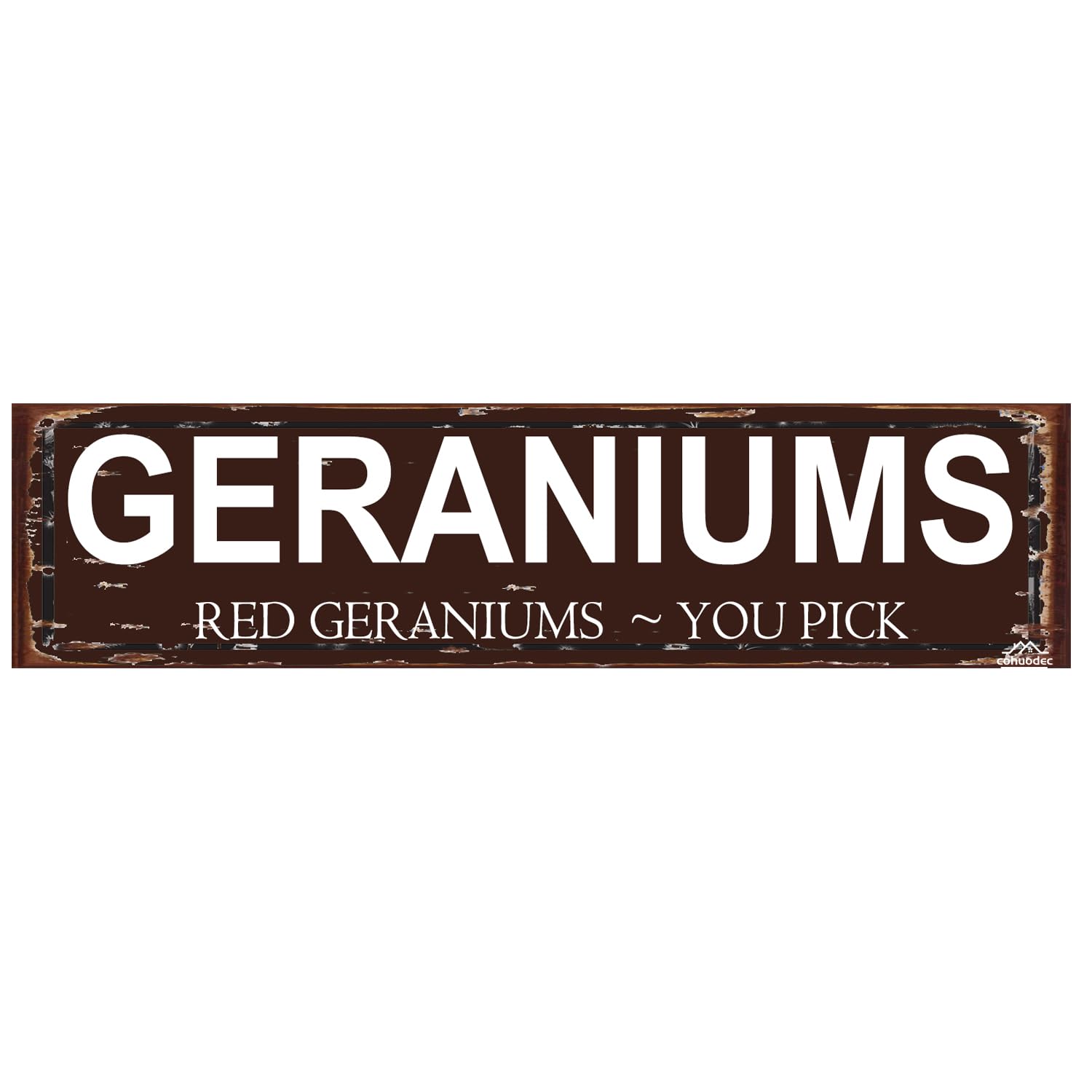 peiyeety Geraniums Rustic Metal Sign 16×4 Inch - Farmhouse Porch & Outdoor Garden Decor, Gardener Flower Lover Gift