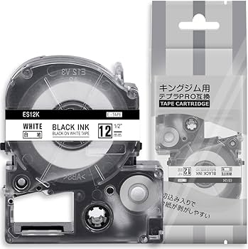 Amazon | 1個 互換 テプラPROテープ 12mm 白地黒文字 ES12K と互換性の