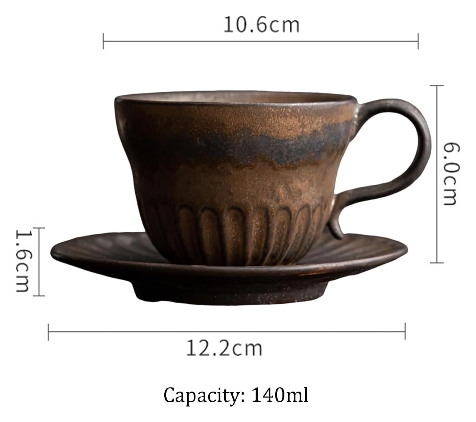 Filiżanka do kawy z porcelany kostnej ze spodkiem | Wielokolorowa porcelanowa filiżanka do kawy ze spodkiem do biura(Brass)