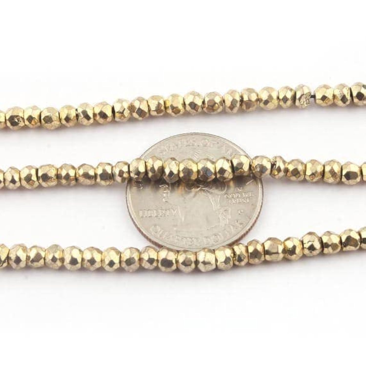 Perles en brass pyrite 4mm facettées de qualité supérieure pour colliers et parures de luxe