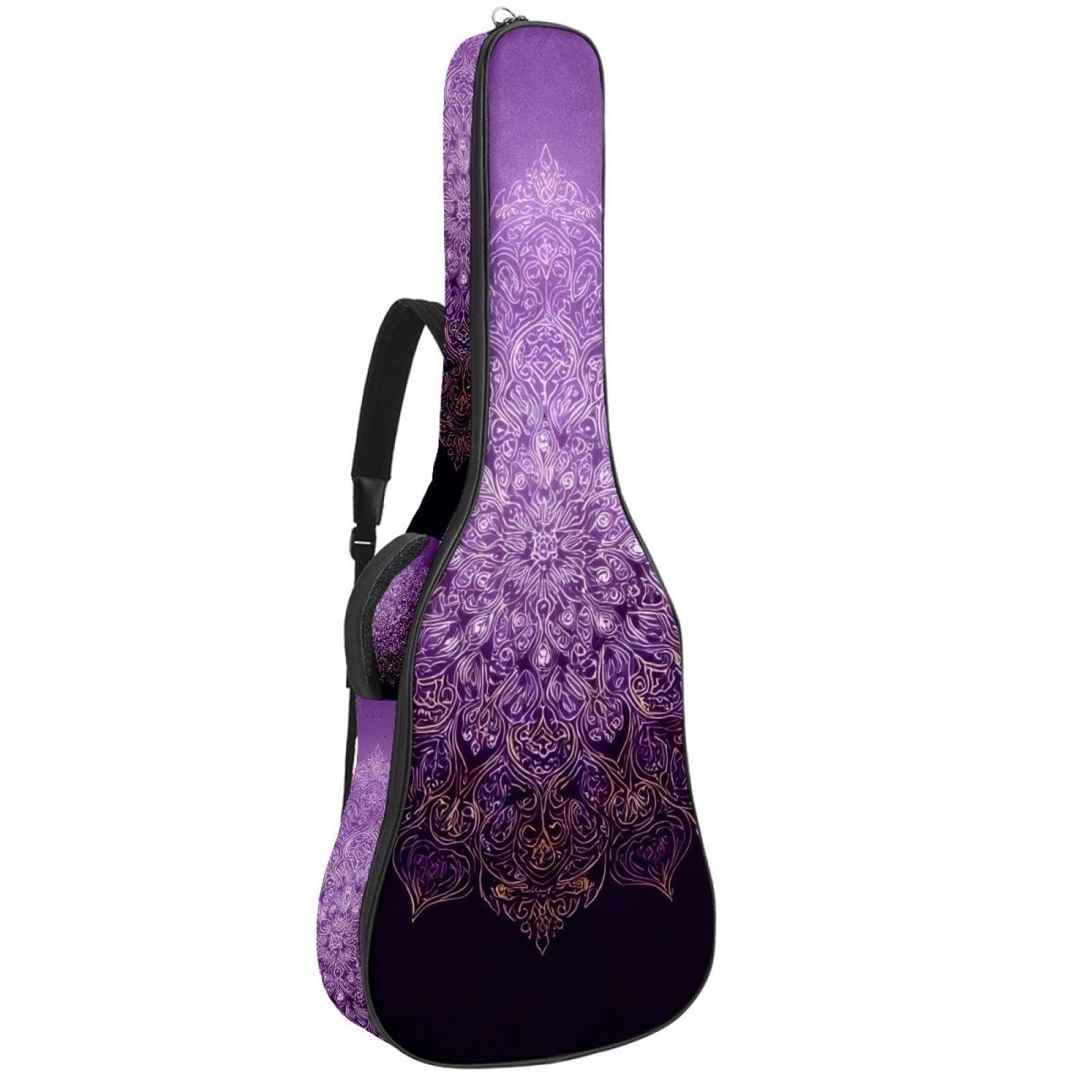 Gitarrentasche in voller Größe, 101,6 cm, 104,4 cm, 106,7 cm, Tragetasche für E-Bass, klassische Gitarre, elegantes Blattgold auf tiefem blaugrünem Hintergrund, Mehrfarbig 05, 42.9x16.9x4.7 in