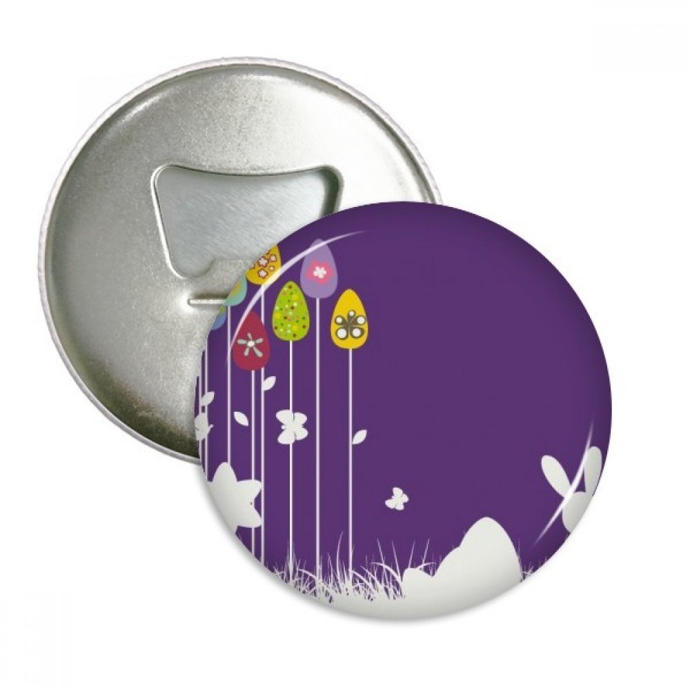 Décapsuleur Pâques aimant frigo papillon violet rond badge souvenir 3pcs