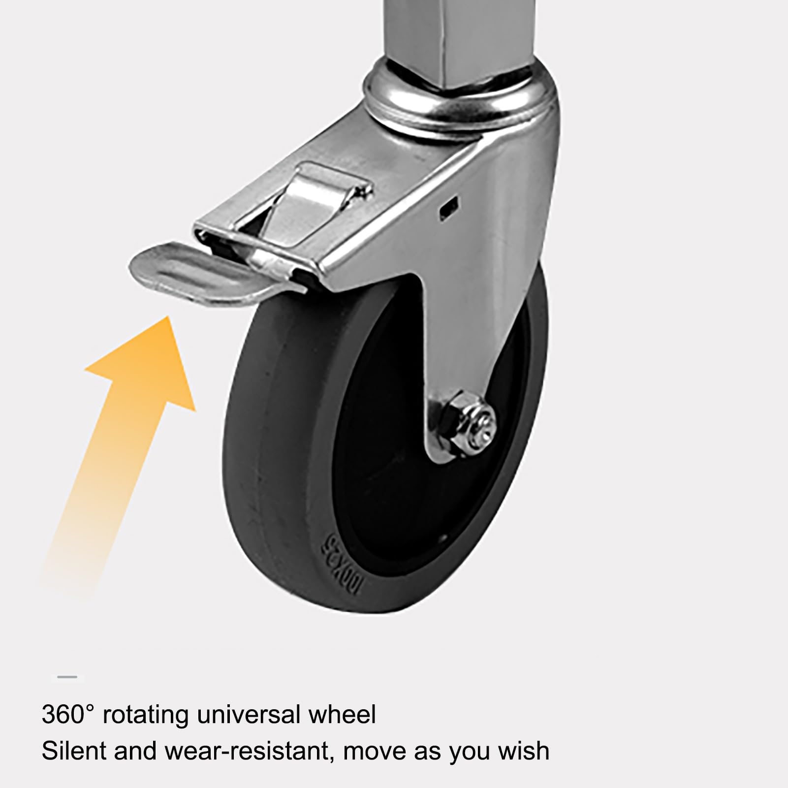 Carrello da lavoro in acciaio inox con ruote, tavolo da lavoro e preparazione commerciale, ruote silenziose a 360°, per ristorante, cucina, magazzino, garage, hotel, ,75*40*83.5 cm/30*16*33 in