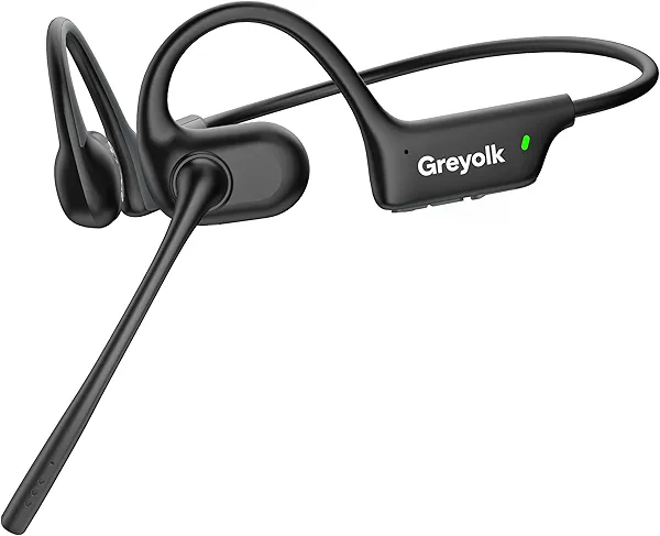 Open Ear Headphones with Mic, Bluetooth Headset with AI Noise Cancellation Microphone Air Conduction Headphones Bluetooth 5.4 Wireless Headset with Mic for Work Call Meeting Driving Sports（Black）
