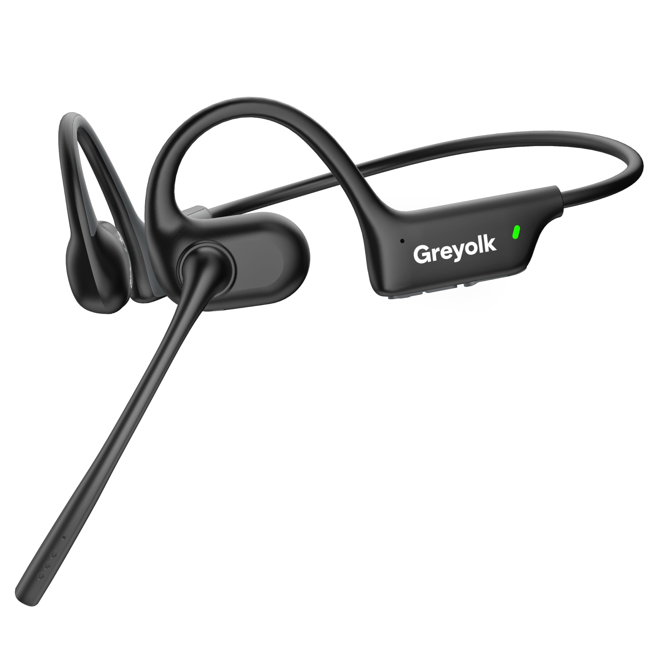 Open Ear Headphones with Mic, Bluetooth Headset with AI Noise Cancellation Microphone Air Conduction Headphones Bluetooth 5.4 Wireless Headset with Mic for Work Call Meeting Driving Sports(Black)