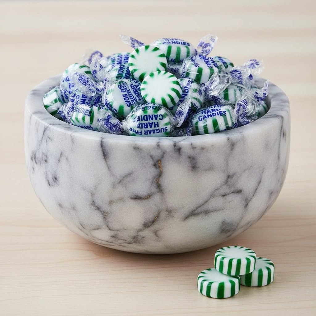 SweetGourmet Sugar-Free Spearmint Starlight Hard Candy, Individually Wrapped, Bulk Candy, 3 Pound Bag