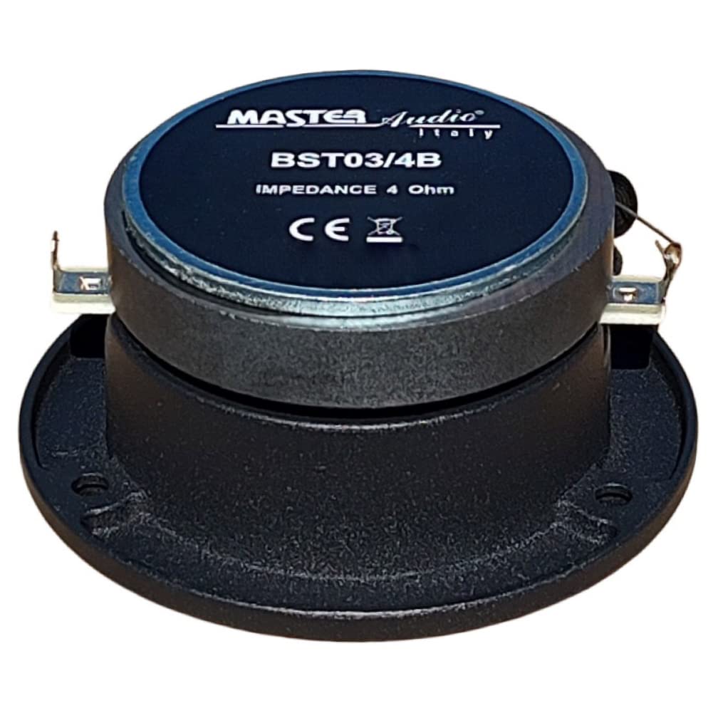 2 TWEETER MASTER AUDIO BST03/4B neri da 175 watt rms 350 watt max 9,7 cm di diametro e 105 db 4 ohm portiere sportelli auto con profondità 3,8 cm, a coppia