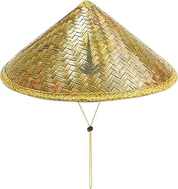 Chinese Wicker Hat - Classic Rattan Sun Hat with Adjustable Strap for Outdoor Activities