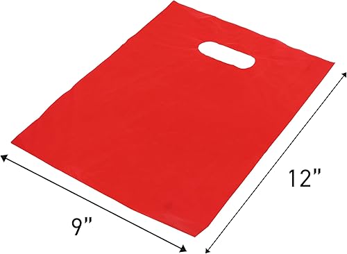 Miniatura 2 de SSWBasics Pequeñas bolsas de mercancía rojas de baja densidad - 9 pulgadas de ancho x 12 pulgadas de alto - Caja de 1000 - Rojo