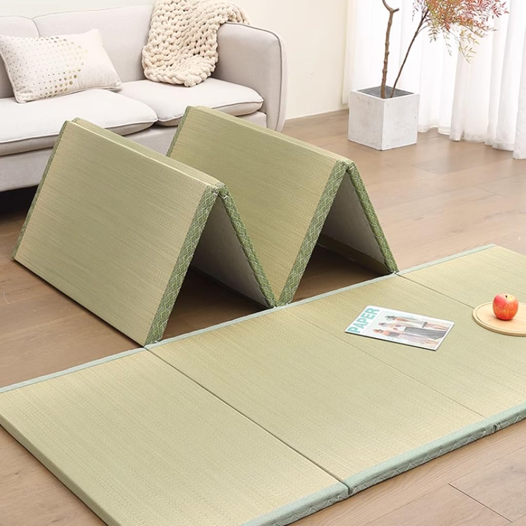 Materassino futon pieghevole giapponese, per dormire, meditazione, yoga, zen, per letto singolo, 75 x 200 x 3,5 cm, erba naturale di rush 3,5 cm di spessore