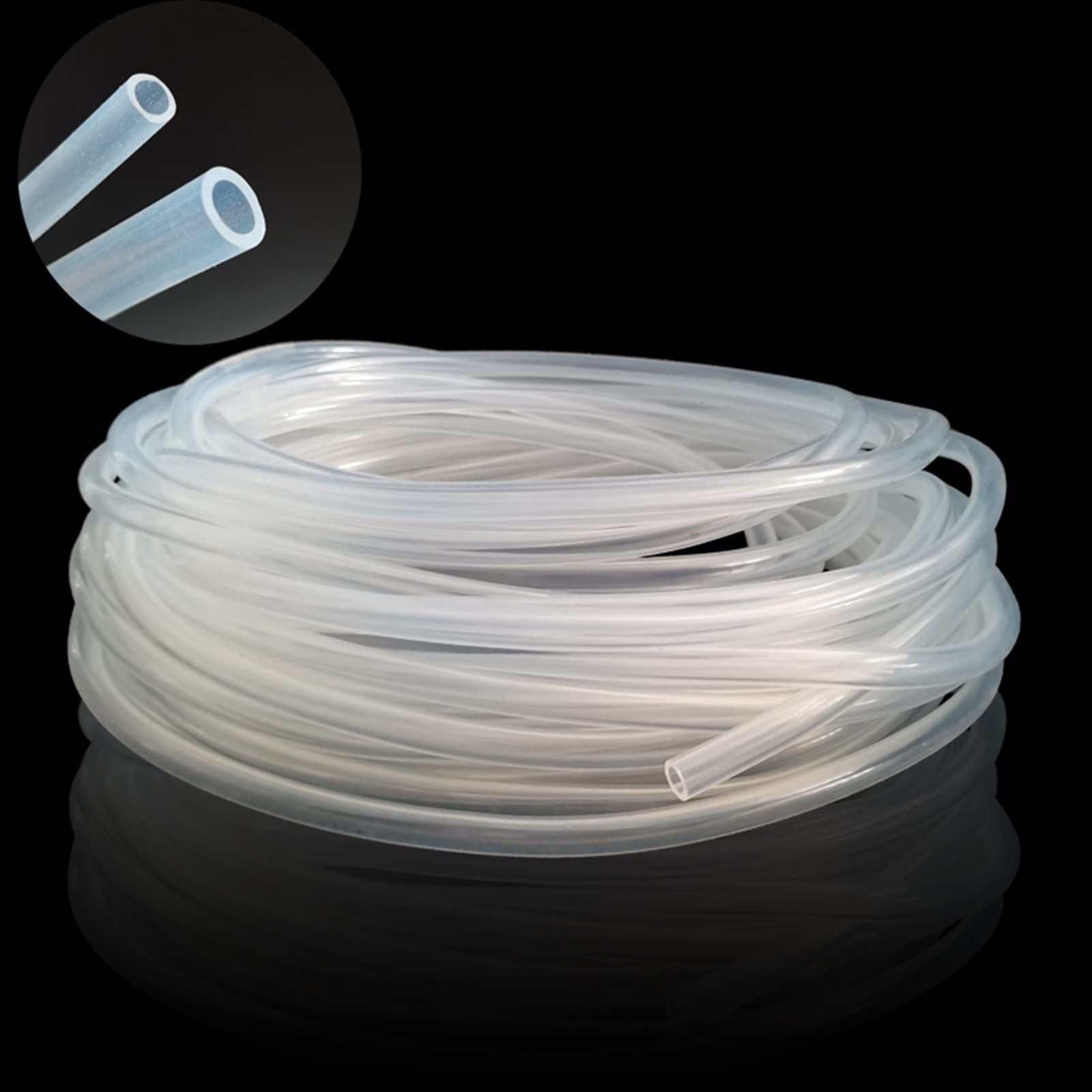 IBOWZ Tube en Silicone, Tuyau Flexible en Gel de silice Noir de qualité Alimentaire (diamètre intérieur : 2 à 16 mm, 100 cm)