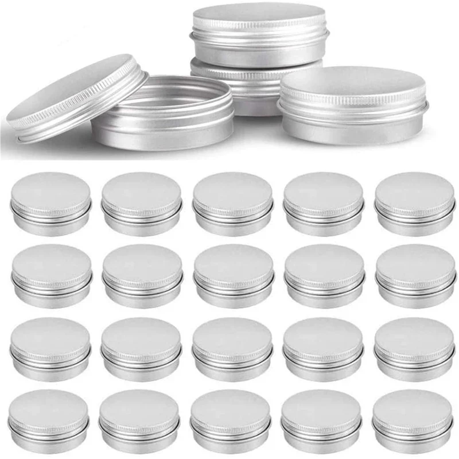 lata de aluminio, Latas con tapa de rosca aluminio, redondas y vacías, 5-60g, plateadas, for Salve, especias, velas, lápiz labial, 10 Uds(10pcs X 60g)