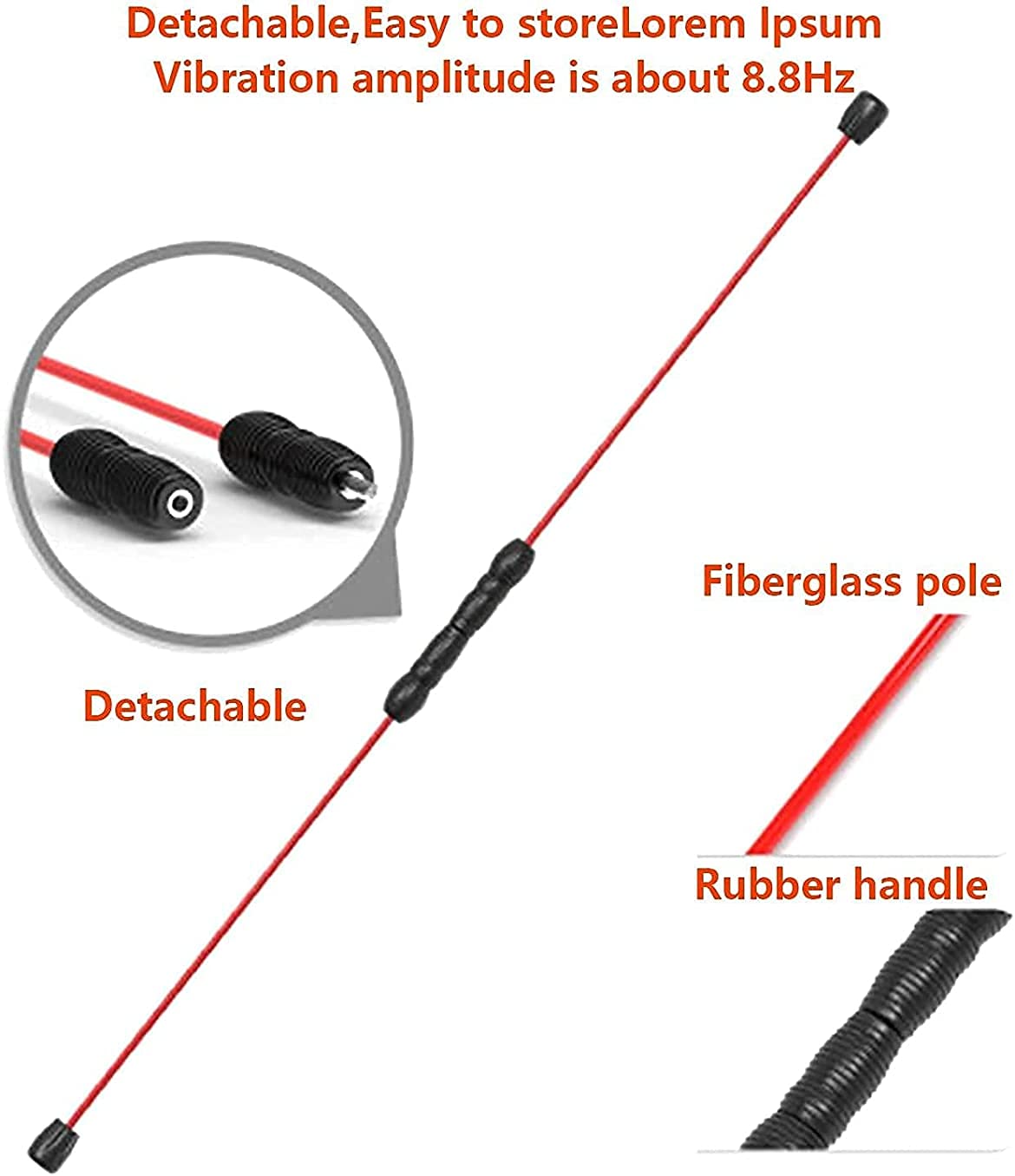Sport Schwingstab Fitness Swingstick Schwerkrafttrainer zum Trainieren der Tiefenmuskulatur Elastische Fitnessstange, Gewicht schütteln, ausgestattet mit elastischen Trainingsgeräten, aus Gummi und