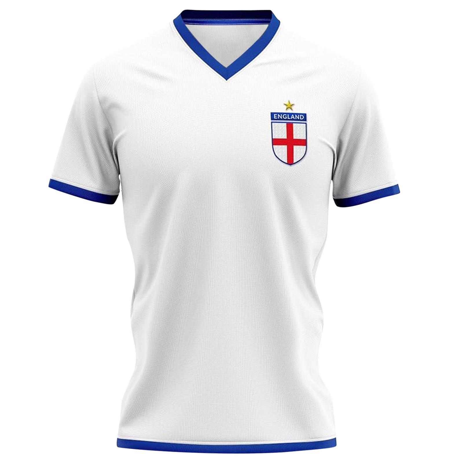 WILLBEST England Football Shirt with England Printed Back - for Men and Women V Neck Breathable Fabric Unisex 2026 Football Scotland Supporters Euros Soccer Training Size S-4XL