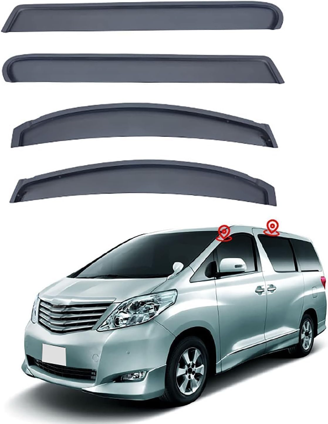 Ddaixq 4Pcs Car Wind Deflectors For Toyota Alphard Mk2 Ah20 2009-2014, Side Window Sun Visors Rain Shield Vent Deflectors Weathershields Vent Visors