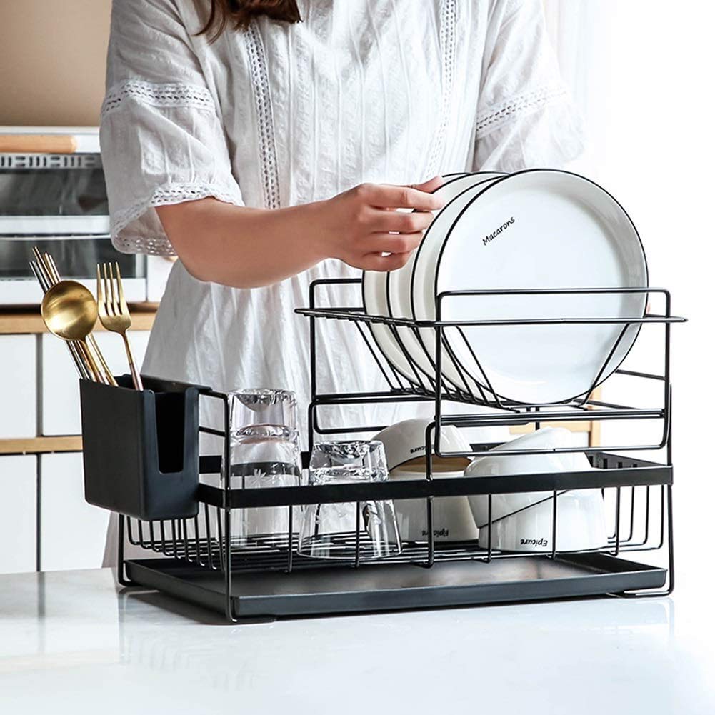 Buy SUNFICON Kitchen Dish Drying Rack Dish Drainer 2 Tier Detachable