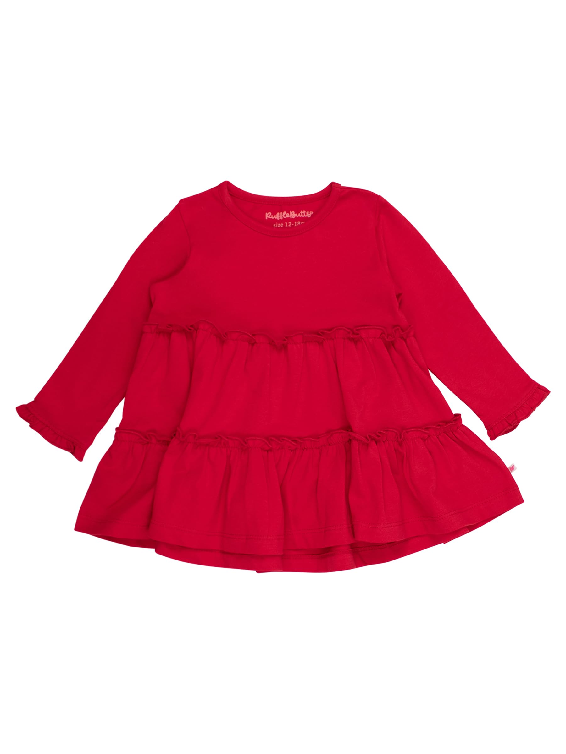 RuffleButts Girls High Low Tunic - Long Sleeve Ruffle Tunic Top