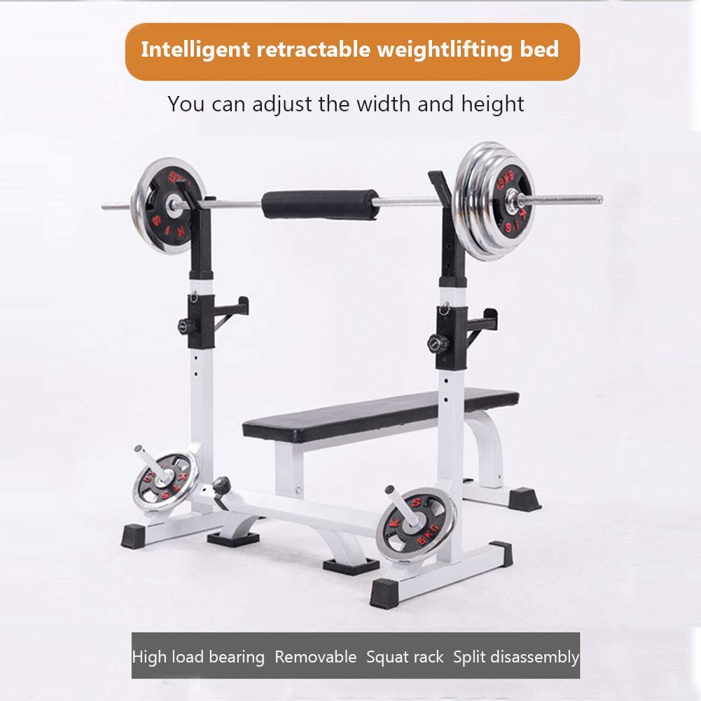 調整可能バーベルラック スチール製 Amazon | 家庭用フィットネス多機能ベンチプレススクワット