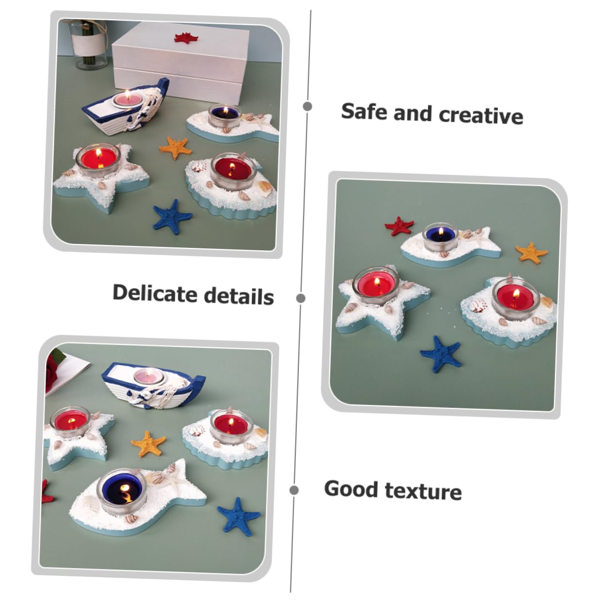 2 Set Cangoli Di Stelle Marine Candele Candela Conica Candelieri Senza Titolare Arredamento Candelabro Da Tavolo Porta Tealight Nautico Di Legno 2 Pezzi*2