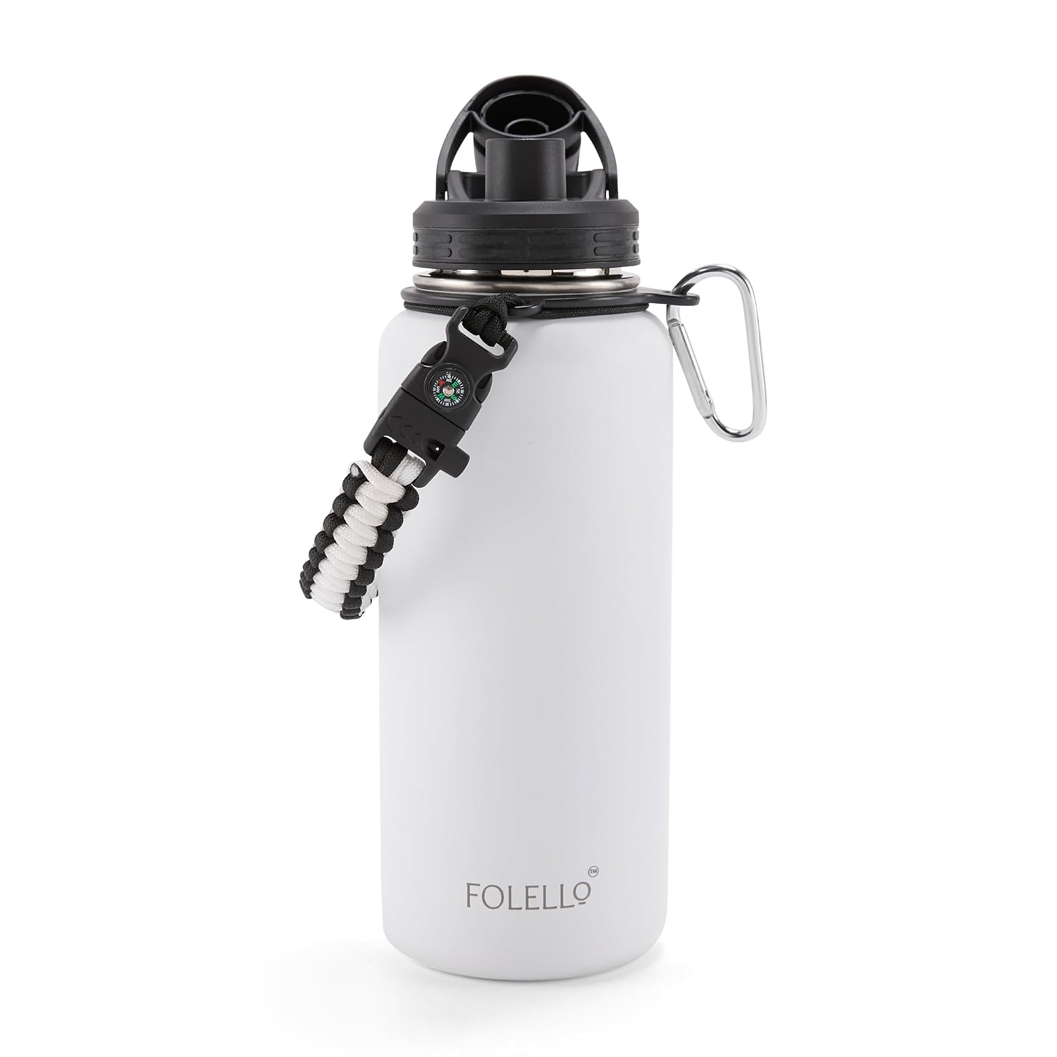 Folello 1000 ml Stainless Steel Water Bottle, Vacuum Insulated Flask with Strap to Carry, 24 Hours Hot & Cold Water, 2 Lid...