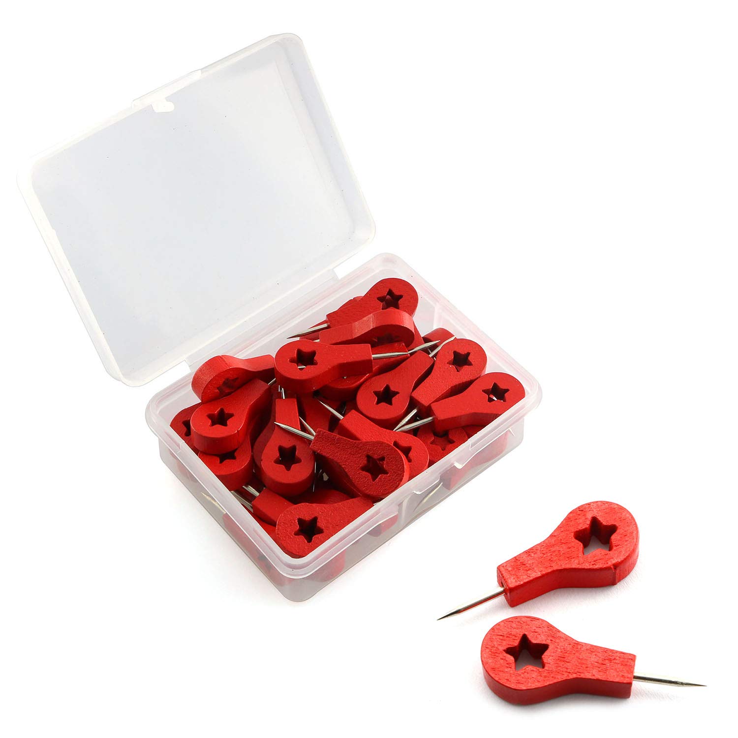 40pcs Red Thumb Tacks Push Pins Drawing Pins Notice Cork Board Pins Used on Cork Boards or Maps with Storage Box