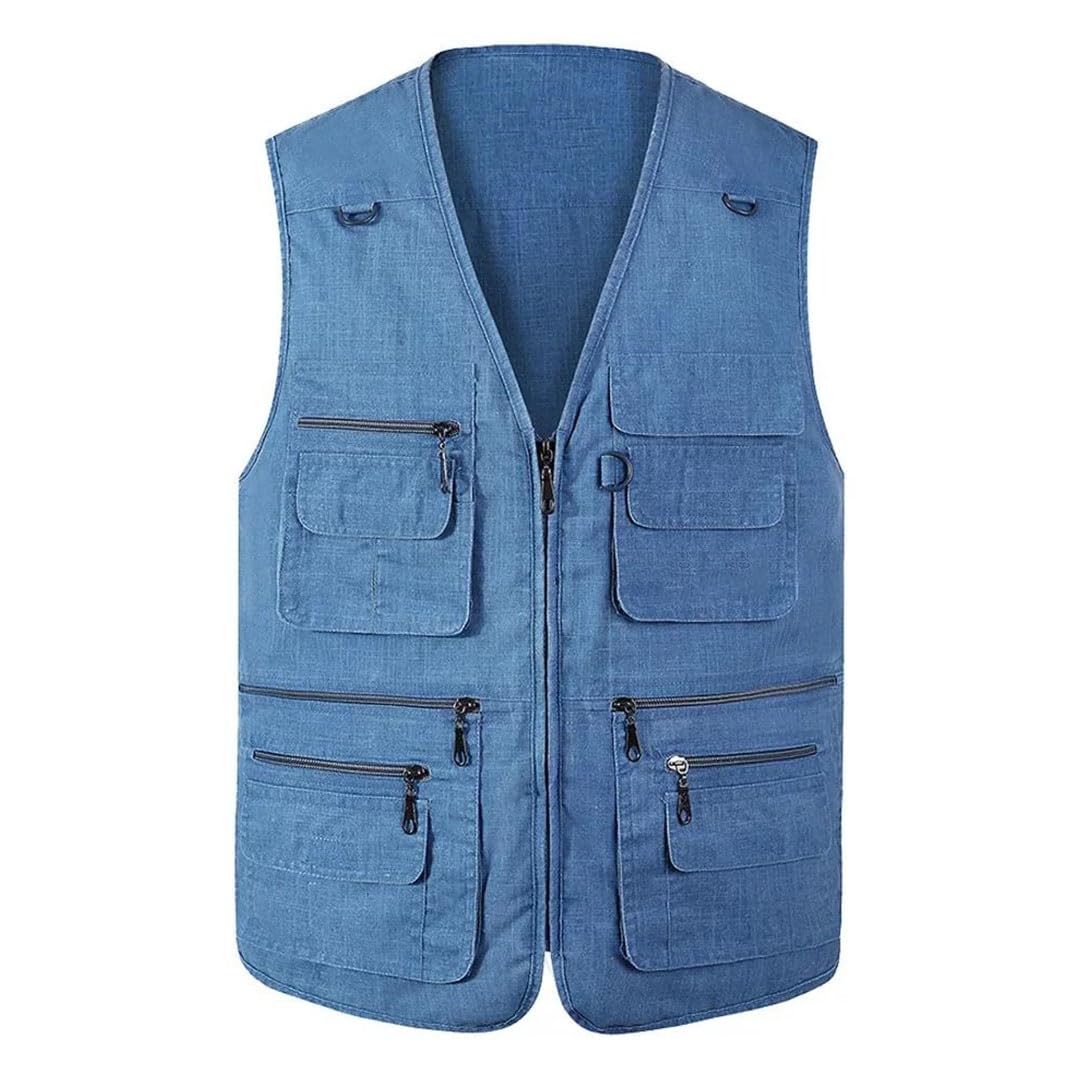 Chaleco clásico con múltiples bolsillos para hombre, chaqueta de fotógrafo sin mangas con muchos bolsillos