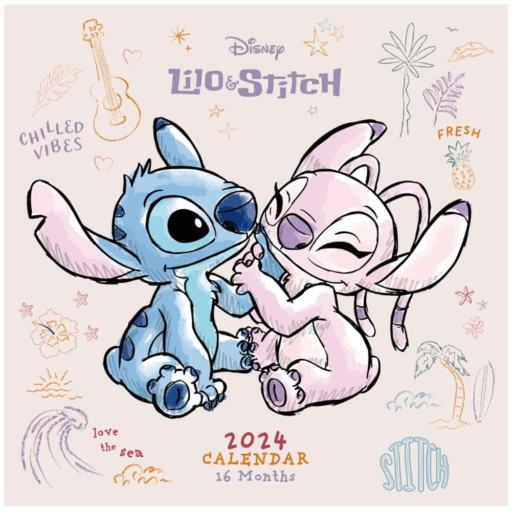 Pyramid International Lilo and Stitch Calendar 2024 - Month to a View Planner 30cm x 30cm - Official Merchandise