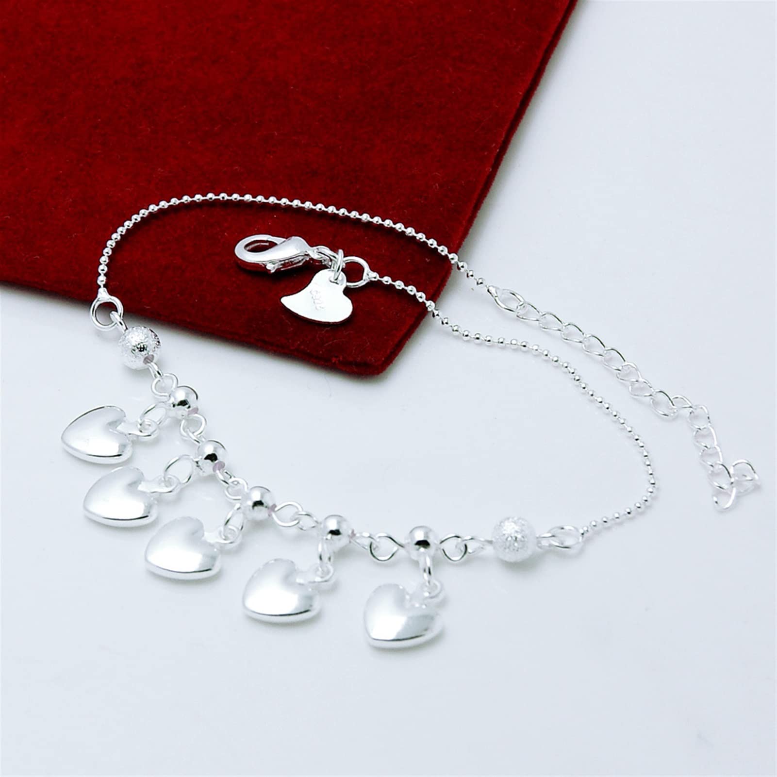 Fußkettchen/Fußkettchen, Vintage-Herz-Knöchelarmband, 925er-Sterlingsilber, Fuß-Strand-Fußkettchen, Damenmode, Barfuß-Schmuck, Fußkettchen