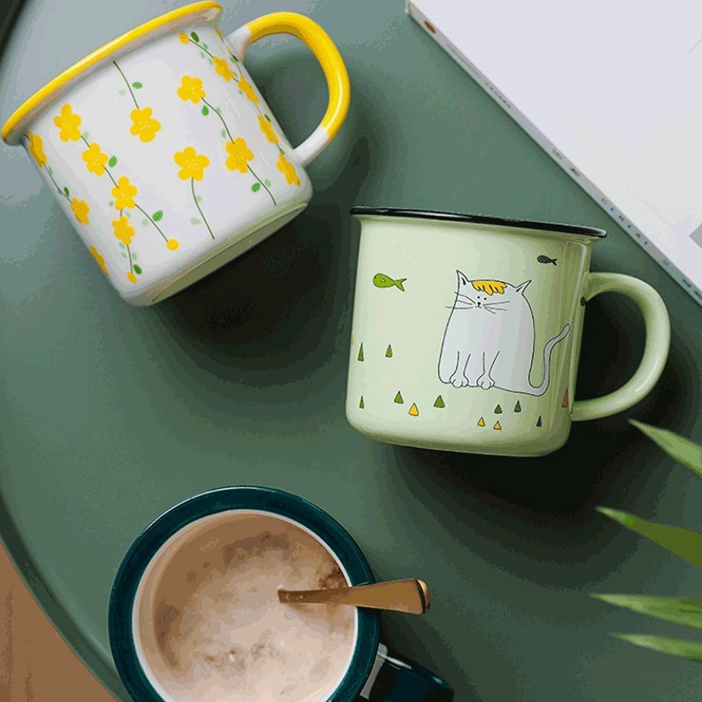 Habiba Becher Trinken 273ML Kaffeebecher, multifunktionaler Becher für Tee, heiße oder kalte Getränke, Emaille-Keramik-Kaffeetasse, Wiederverwendbare Getränketasse Exquisit