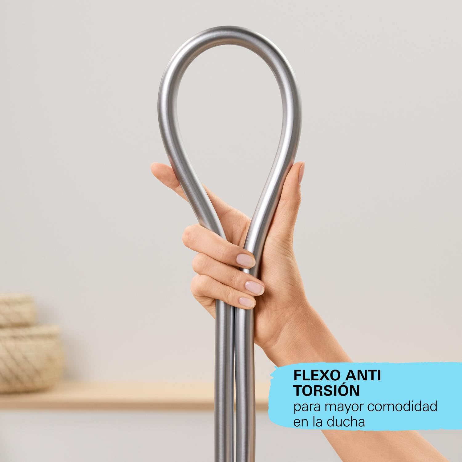 GROE Vitalioflex Trend - Manguera de ducha (1.5m, resistente al calor, sistema anti-torsión, conexión universal, instalación QuickFix), cromo, 28741002