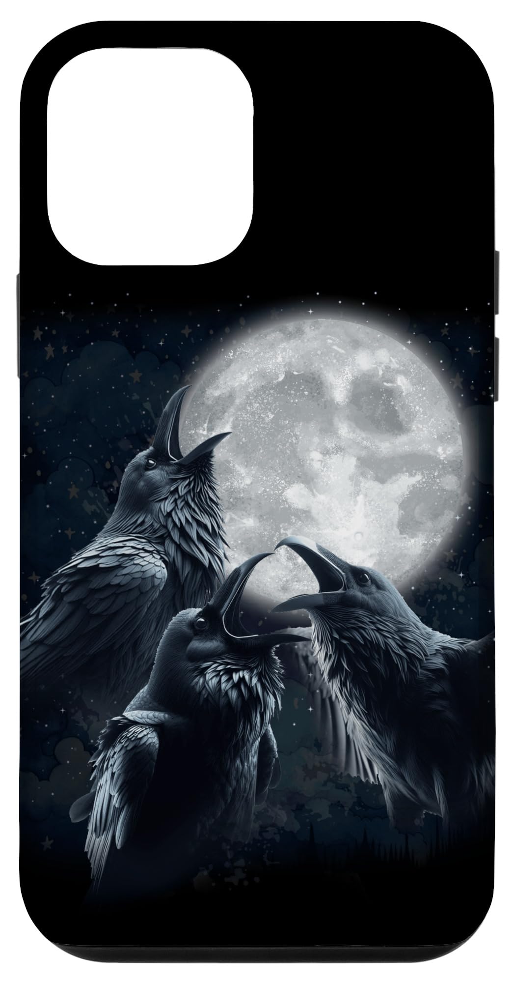 iPhone 12 mini 3 Black Raven Howling At The Moon Funny Crow Raven Bird Kids Case