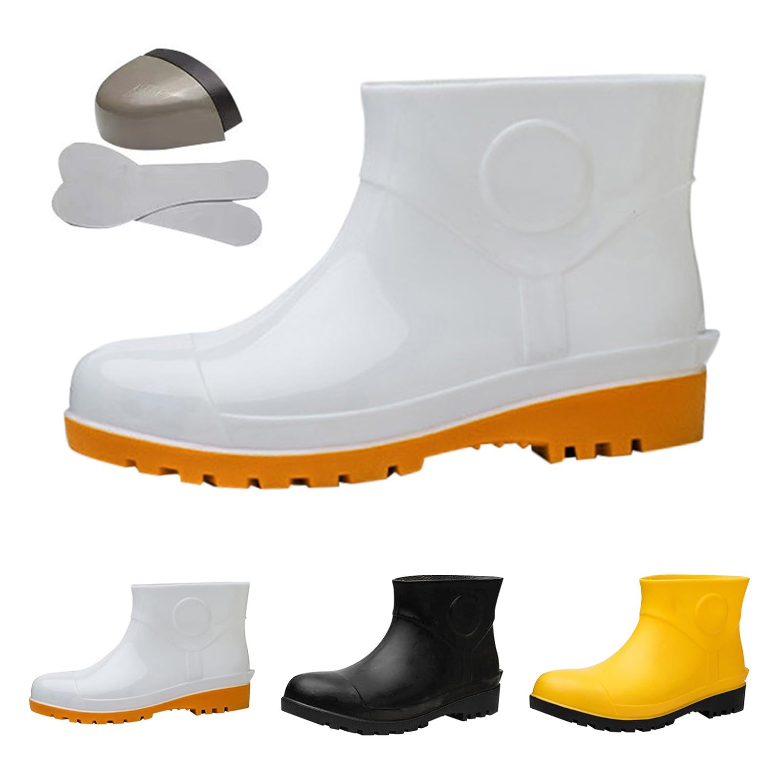 Botas De Agua Hombre, Moda Cortas Botines Jardín Trabajo Tobillo Boots Media Caña Botines De Pvc De Moda Antideslizante Tobillo Boots Flexible Y Antideslizante Marrón Gris Rojo Rosa Blanco