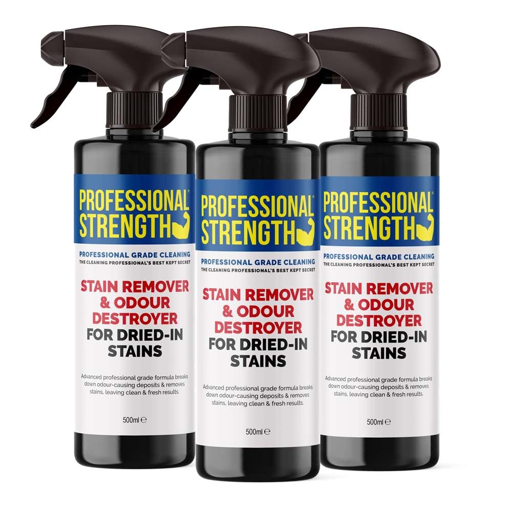 Professional Strength Dried-In Stain Remover, 500 ml (Pack of 3) – Enzyme-Based Carpet & Fabric Spray for Stubborn Stains