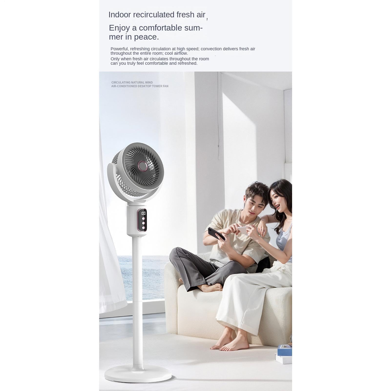 Ventilatore A Piantana Con Telecomando 4000mAh Altezza Regolabile 5 | Ventilatore Circolatore D'Aria Per Casa Ufficio Dormitori Camera Da Studio Garage Officina Appartamento Camper