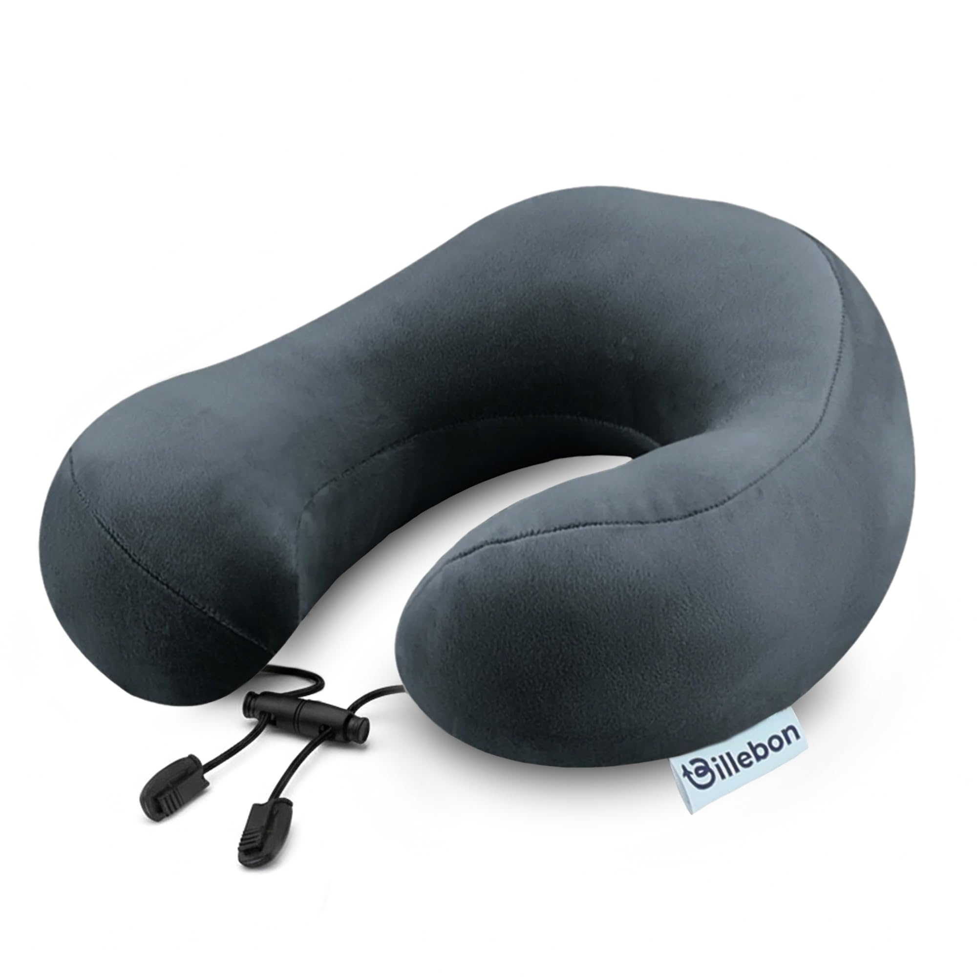 Billebon Super Soft Fiber Filled Neck Pillow for Travel Combo with Premium Eye Mask Neck Rest Pillow with 5 Years Warranty (Grey)