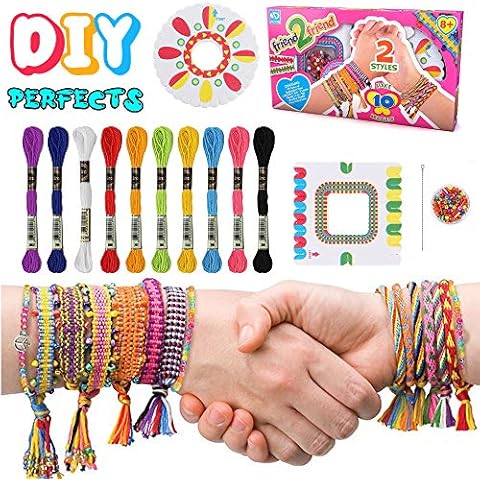 CHMMY Friendship DIY Bracelet Craft Set Colorful Rope Beads Set Bracelet with Woven Board for Children 3 4 5 6 7 8 9 Years Old Art and Craft Gift for Girls Children Cover